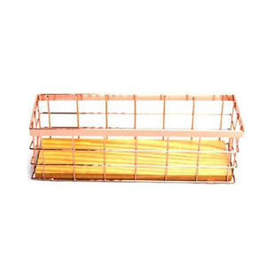Planet Gates Rose Golden Office School Supplies Desk Accessories Organizer Small File Tray Iron Holder Mesh Wire with Wood Bottom