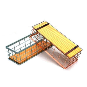 Planet Gates Rose Golden Office School Supplies Desk Accessories Organizer Small File Tray Iron Holder Mesh Wire with Wood Bottom