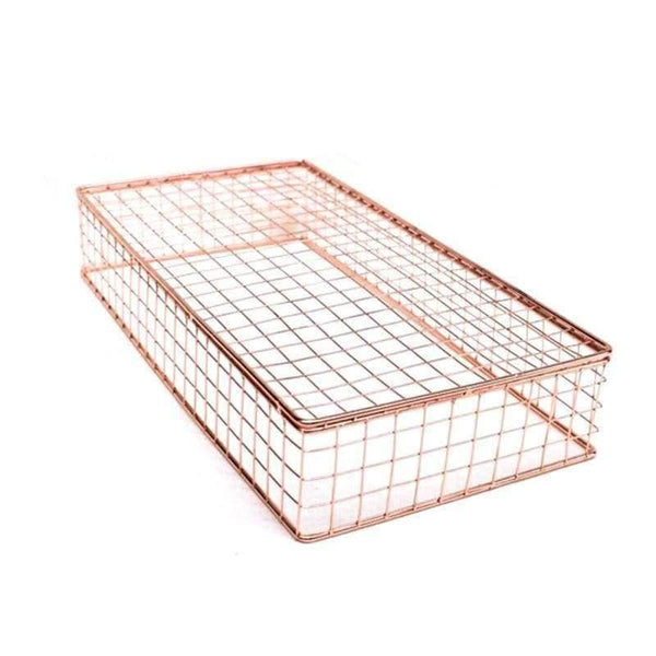 Rose Golden Office School Supplies File Holder Organizer File Tray Mesh Wire Metal Document Tray Book Holder Large Tray - Planet Gates