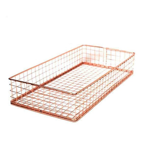 Planet Gates Rose Golden Office School Supplies File Holder Organizer File Tray Mesh Wire Metal Document Tray Book Holder Large Tray