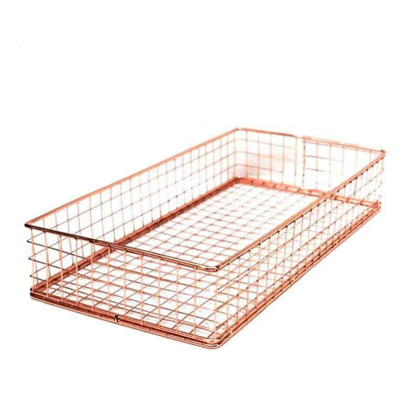 Planet Gates Rose Golden Office School Supplies File Holder Organizer File Tray Mesh Wire Metal Document Tray Book Holder Large Tray