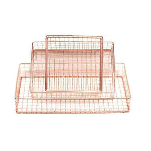 Planet Gates Rose Golden Office School Supplies File Holder Organizer File Tray Mesh Wire Metal Document Tray Book Holder Large Tray