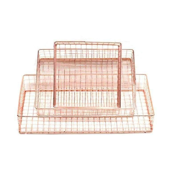 Planet Gates Rose Golden Office School Supplies File Holder Organizer File Tray Mesh Wire Metal Document Tray Book Holder Large Tray