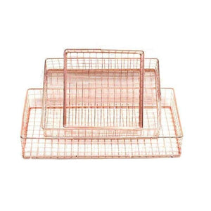 Planet Gates Rose Golden Office School Supplies File Holder Organizer File Tray Mesh Wire Metal Document Tray Book Holder Large Tray