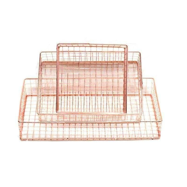 Planet Gates Rose Golden Office School Supplies File Holder Organizer File Tray Mesh Wire Metal Document Tray Book Holder Large Tray