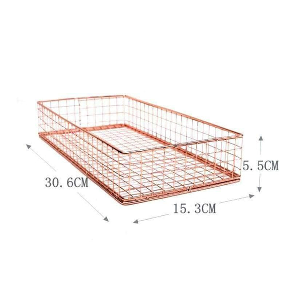 Planet Gates Rose Golden Office School Supplies File Holder Organizer File Tray Mesh Wire Metal Document Tray Book Holder Large Tray