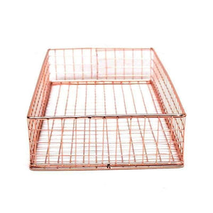 Planet Gates Rose Golden Office School Supplies File Holder Organizer File Tray Mesh Wire Metal Document Tray Book Holder Large Tray