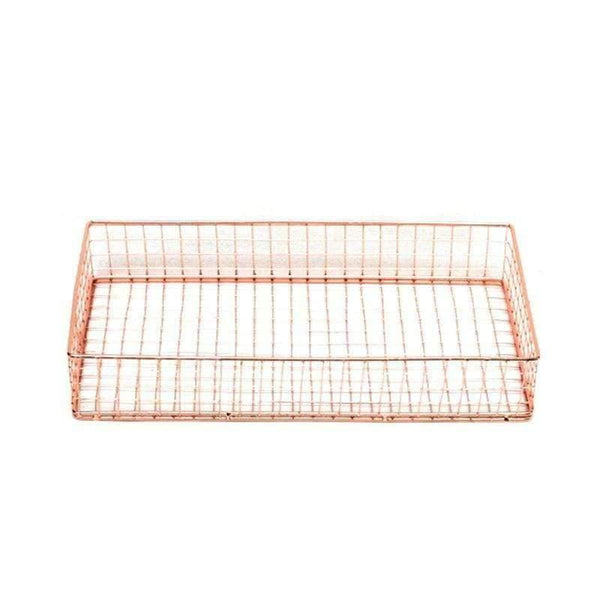 Planet Gates Rose Golden Office School Supplies File Holder Organizer File Tray Mesh Wire Metal Document Tray Book Holder Large Tray