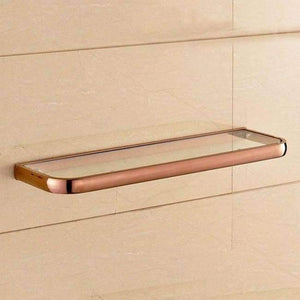 Planet Gates Rose Golden Quality Bathroom Shelves Thickness Quadrangle Glass Shelves Cosmetic Shampo Showeroom Rack Copper Golden Accessories 1020