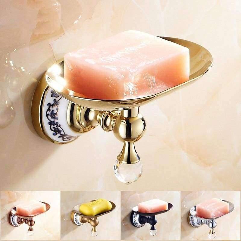 Planet Gates Rose Golden Soap Dishes Gold Color Wall Mounted Soap Holder Antique Brass Soap Dish for WC Bathroom Accessories Black Bath Products 6309