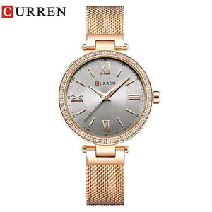 Planet Gates rose gray Women's Bracelet Watches Rhinestones Case Shell Surface Ladies Clock black Stainless Steel Watchband