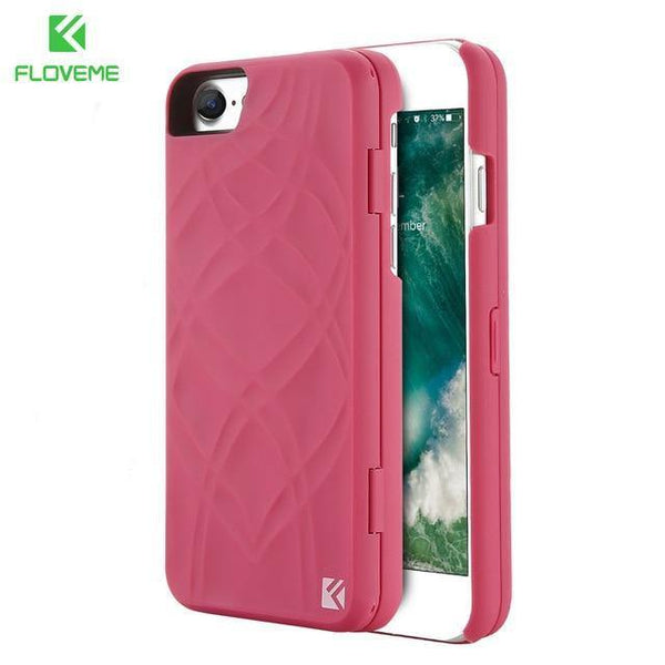 Planet Gates Rose Pink / For iPhone 8 FLOVEME Mirror Case For iPhone 6 6s 7 Plus XS MAX XR Wallet+Card Slot Cover Makeup Phone Cases For Apple iPhone 8 X 7 Plus Coque