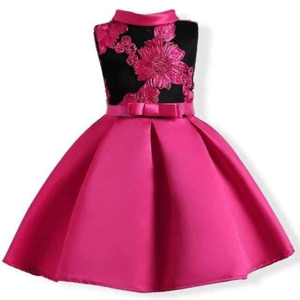 Planet Gates rose Red 1 / 2T Baby Girl embroidery Silk Princess Dress for Wedding party Kids  Dresses for Toddler Girl Children Fashion Christmas Clothing