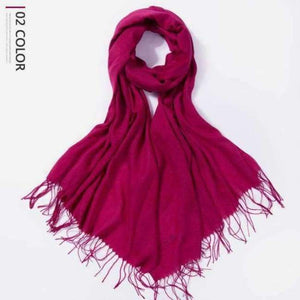 Planet Gates Rose Red / 216cmX65cm Autumn and Winter Scarf Women Fashion Solid Cashmere scarves for Women Shawls and Wraps 35 Colours