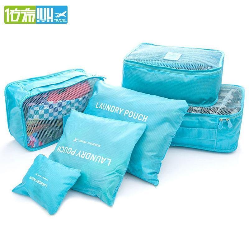 Planet Gates Rose Red 6pcs/set Men and Women Luggage Travel Bags Packing Cubes Organizer Fashion Double Zipper Waterproof Polyester Bag