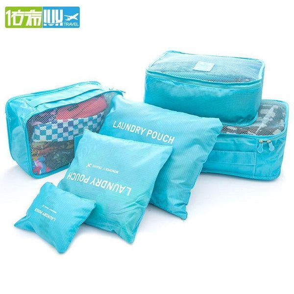 Planet Gates Rose Red 6pcs/set Men and Women Luggage Travel Bags Packing Cubes Organizer Fashion Double Zipper Waterproof Polyester Bag