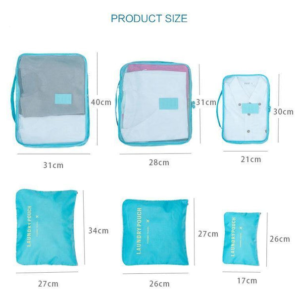 Planet Gates Rose Red 6pcs/set Men and Women Luggage Travel Bags Packing Cubes Organizer Fashion Double Zipper Waterproof Polyester Bag