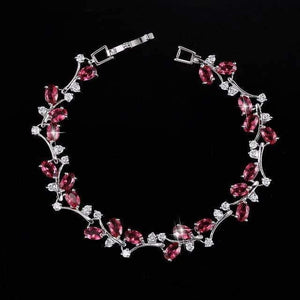 Planet Gates Rose Red Cubic Zircon Crystal Silver Color Royal Jewellry Green CZ Stone Tennis Bracelets for Women B015