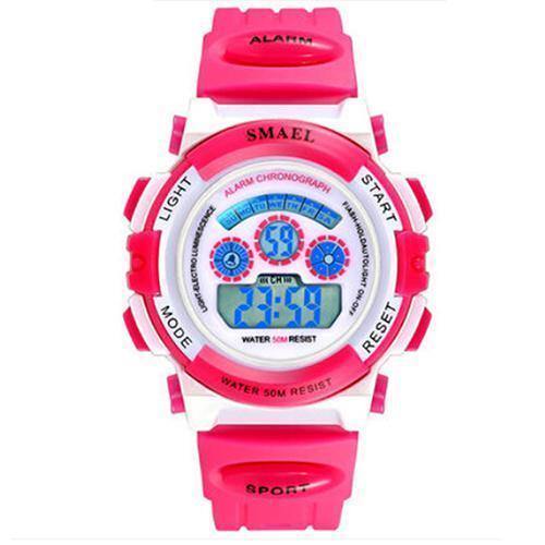 Planet Gates Rose Red Digital Brand Children Watches For Girls Digital Lcd 50m Waterproof Wristwatches Led Student Gift