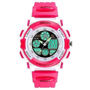 Planet Gates Rose Red Dual Brand Children Watches For Girls Digital Lcd 50m Waterproof Wristwatches Led Student Gift