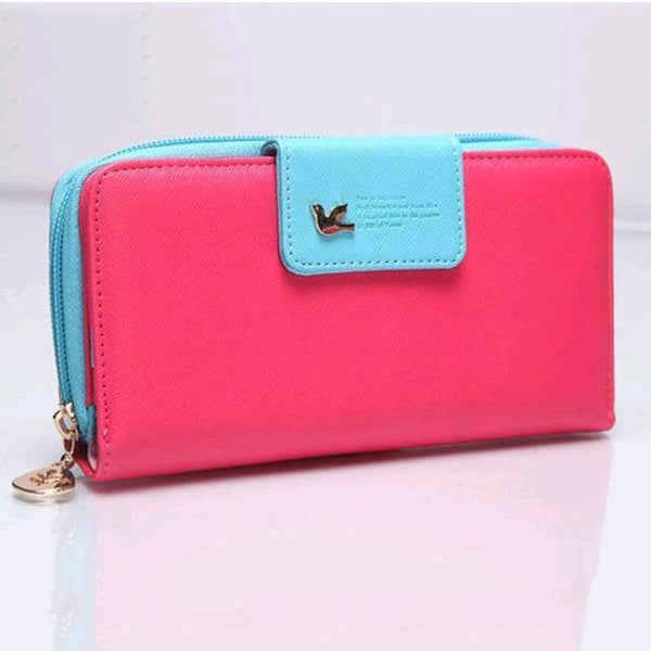 Planet Gates rose red Fashion Ladies Purses Brand Wallet Women Long Zipper Coin Purse Women Wallets Pu Leather Card Holder Colorful Clutch Female