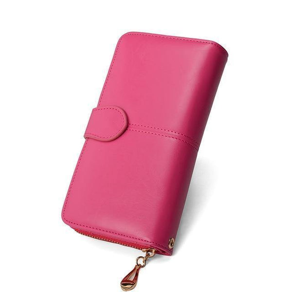 Planet Gates rose red Female Purse Women Leather Wallet Long Trifold Coin Purse Card Holder Money Clutch Wristlet Multifunction Zipper