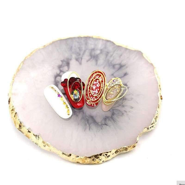 Planet Gates Rose Red Nail Art Plate Natural Resin Stone Acrylic Gel Polish Display Showing Board Drawing Color Palette Manicure Display Tool