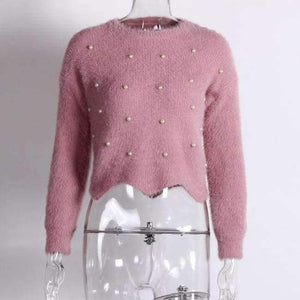 Planet Gates rose-red / One Size Sweaters Women     2018 Autumn Winter Newest Long Sleeve Jumper Ladies Pullovers Irregular Mohair Sweater Blue