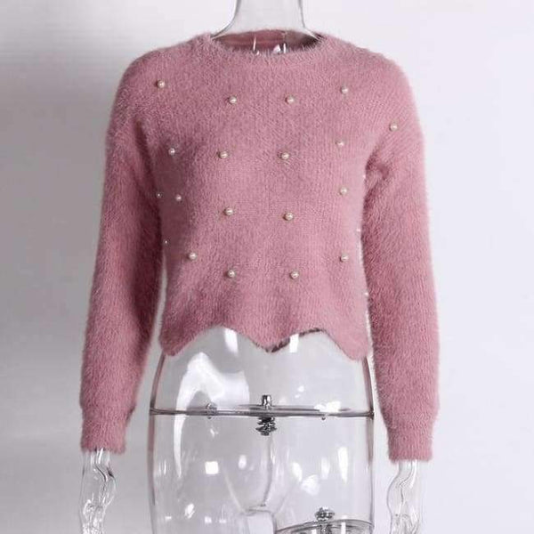 Planet Gates rose-red / One Size Sweaters Women     2018 Autumn Winter Newest Long Sleeve Jumper Ladies Pullovers Irregular Mohair Sweater Blue