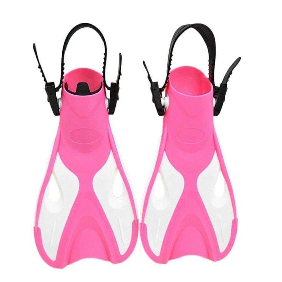 Planet Gates Rose red white / S Adjustable Children Kids Super-soft Snorkeling Swimming Fins Long Flippers Comfortable Diving Training Equipment New