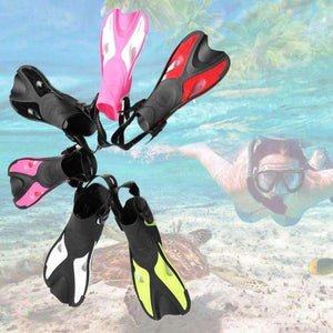 Planet Gates Rose red white / S Adjustable Children Kids Super-soft Snorkeling Swimming Fins Long Flippers Comfortable Diving Training Equipment New