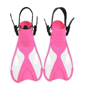 Planet Gates Rose red white / S Adjustable Children Kids Super-soft Snorkeling Swimming Fins Long Flippers Comfortable Diving Training Equipment New