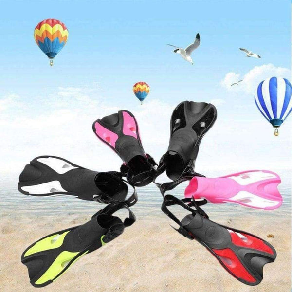 Planet Gates Rose red white / S Adjustable Children Kids Super-soft Snorkeling Swimming Fins Long Flippers Comfortable Diving Training Equipment New