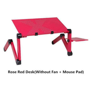 Planet Gates Rose Red without Fan Portable Adjustable Laptop Standing Desk for Bed Sofa Folding Laptop Table Notebook Desk With Mouse Pad for Office