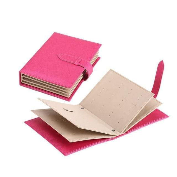 Planet Gates rose red Women Stud Earrings Organizer Book PU Leather Earring Storage Box Creative Casket Jewelry Display Holder Jewellery Organizer
