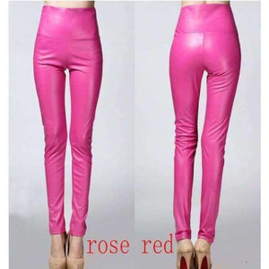 Planet Gates rose / S Autumn winter Women legging skinny PU leather pencil Leggings slim faux Leather Pants female fashion thick fleece trousers