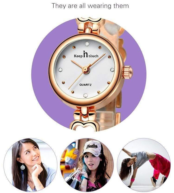 Planet Gates Rose Watch Women Bracelet Gold Rhinestone Ladies Quartz-watch Waterproof Shockproof with Original Gift Box