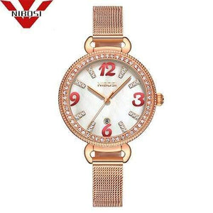 Planet Gates Rose White Alloy Women Watch Ladies Fashion Gold Alloy Bracelet Quartz Watches Casual Lady Waterproof Wristwatch Relogio Feminino