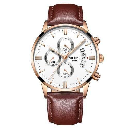 Planet Gates Rose White Leather Men Watches Luxury Famous Top Brand Men's Fashion Casual Dress Watch Military Quartz Wristwatches Saat