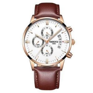 Planet Gates Rose White Leather Mens Watches Top Brand Luxury Military Sport Quartz Watch Men Waterproof Male Sport Clock Wristwatches Relogio Masculino