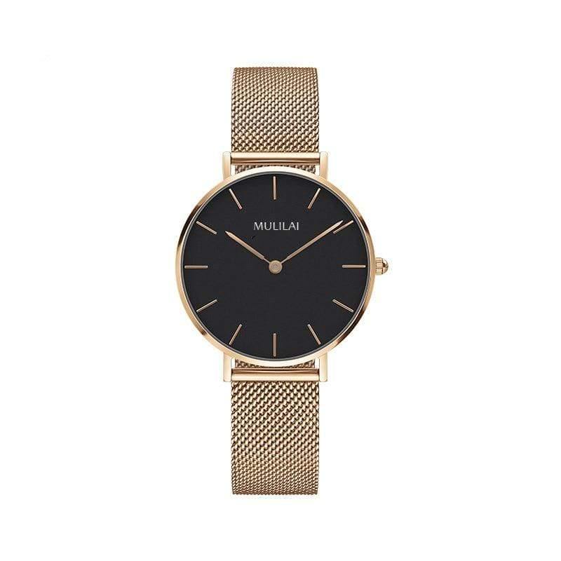 Planet Gates ROSE White Luxury Ultra Thin Gold Steel Mesh Watches Women Dress 32mm DW Style Fashion Quartz Lovers Watch's Gift for Girl