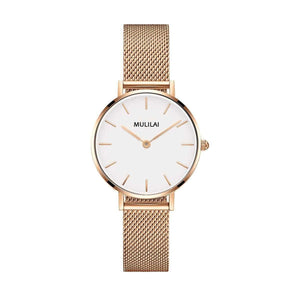 Planet Gates ROSE White Luxury Ultra Thin Gold Steel Mesh Watches Women Dress 32mm DW Style Fashion Quartz Lovers Watch's Gift for Girl