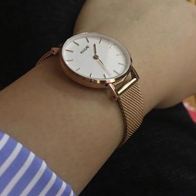 Planet Gates ROSE White Luxury Ultra Thin Gold Steel Mesh Watches Women Dress 32mm DW Style Fashion Quartz Lovers Watch's Gift for Girl