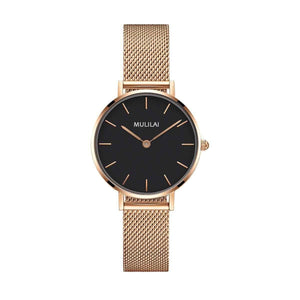 Planet Gates ROSE White Luxury Ultra Thin Gold Steel Mesh Watches Women Dress 32mm DW Style Fashion Quartz Lovers Watch's Gift for Girl