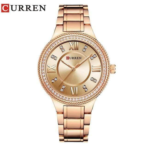 Planet Gates rose Women's Casual Watches Waterproof Wristwatch Women Fashion Dress Rhinestone Stainless Steel Ladies Clock