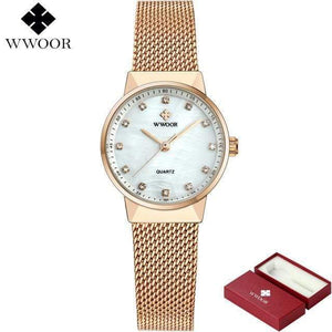 Planet Gates Rose Women Watches Quartz Waterproof Rose Gold Dress Ladies Watch Women Brand Luxury Mesh Bracelet Wrist Watch Relogio Feminino