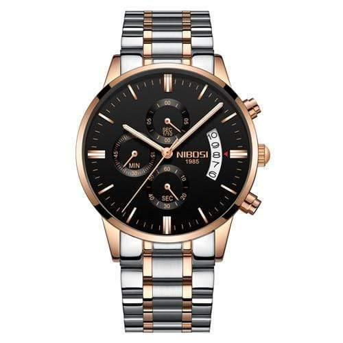 Planet Gates RoseGold Black Steel Mens Watches Top Brand Luxury Military Sport Quartz Watch Men Waterproof Male Sport Clock Wristwatches Relogio Masculino