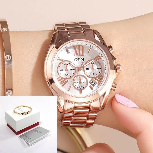 Planet Gates Rosegold Box Women Watches Fashion Quartz Female Clock Women's Watch Stainless Steel Strap Ladies Wristwatch Luxury Hour reloj