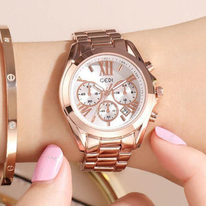 Planet Gates Rosegold women watch Women Watches Fashion Quartz Female Clock Women's Watch Stainless Steel Strap Ladies Wristwatch Luxury Hour reloj