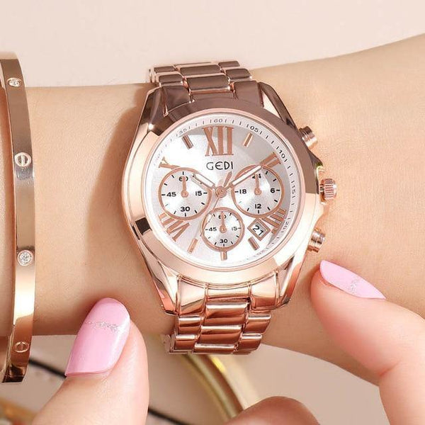 Planet Gates Rosegold women watch Women Watches Fashion Quartz Female Clock Women's Watch Stainless Steel Strap Ladies Wristwatch Luxury Hour reloj
